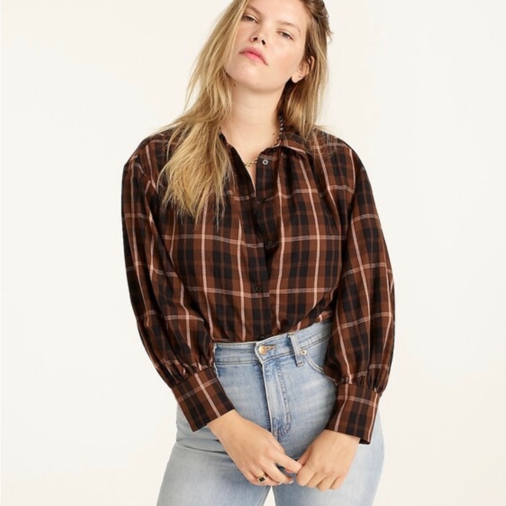 J Crew gathered button up